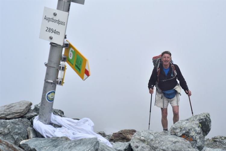 France Alps, Walkers Haute Route (Chamonix to Zermatt), Dick Everard at Augstbordpass - 3rd September 2015, Walkopedia